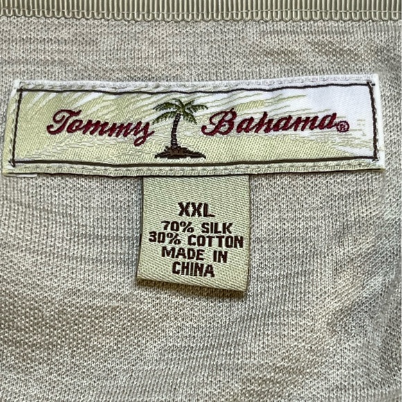 Tommy Bahama Men’s Silk Blend Tan & Sage Green Polo With Tropical Palm Trees XXL - Picture 11 of 14